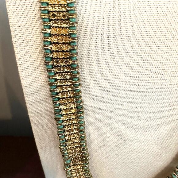 House of Tuhina Made in India Gold Green Necklace Heavy Statement Ethnic Exotic - Picture 8 of 13
